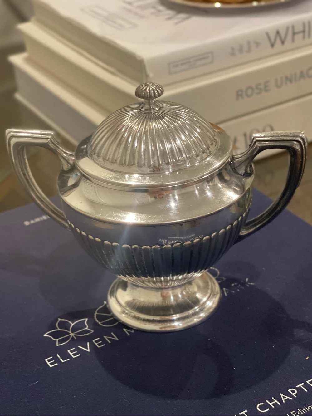 Vintage Classic Silver plated Sugar Bowl with Lid and Handles
